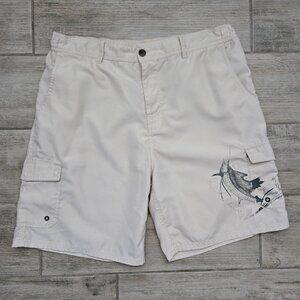 Guy Harvey x AFTCO Bluewater Board Shorts Men's Elastic Back Waist Fishing 38